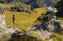 Tourist admiring the view, Isalo National Park, South Madagascar, April 2007