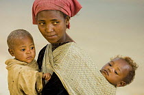 Woman with two young children, near Fianarantsoa, Madagascar, November 2007