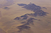 Aerial view of ridge of hills in the Namib desert from a hot air balloon, Sossusvlei, Sesriem, Namib desert, Namibia, August 2008