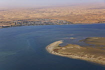 Aerial view of Walvis Bay and atlantic coast, Namibia, Africa, August 2008