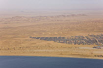 Aerial view of Namib desert and Walvis Bay, Namibia, Africa, August 2008