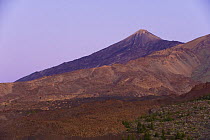 Teide volcano (3,718m) at dusk from Montaa Samara, Teide National Park, Tenerife, Canary Islands, Spain, December 2008
