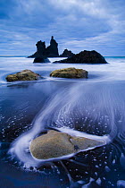 Wild coast with sea stacks on a stormy day, Benijo, Anaga Peninsula, North East Tenerife, Canary Islands, Spain, December 2008 WWE BOOK. WWE INDOOR EXHIBITION