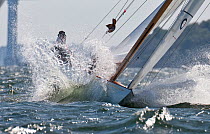 Choppy sailing during the 6 Metre Class World Championships. Newport, Rhode Island, USA. September 2009.