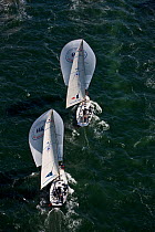 Two yachts racing under spinnaker, New York Yacht Club Invitational Regatta, Newport, Rhode Island. September 2009.