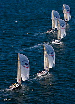 Yachts racing under spinnaker, New York Yacht Club Invitational Regatta, Newport, Rhode Island. September 2009.