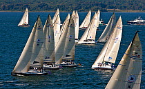 Fleet racing at the New York Yacht Club Invitational Regatta, Newport, Rhode Island. September 2009.