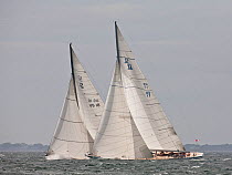 Two yachts tacking at the 12 Metre World Championships, Newport, Rhode Island, USA. September 2009.