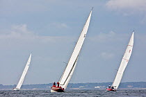 Three yachts racing at the 12 Metre World Championships, Newport, Rhode Island, USA. September 2009.