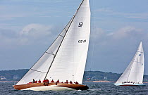 Two yachts racing at the 12 Metre World Championships, Newport, Rhode Island, USA. September 2009.
