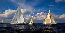 Yachts around a mark at the 12 Metre World Championships, Newport, Rhode Island, USA. September 2009.
