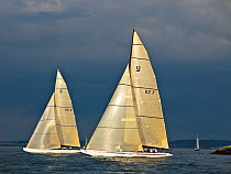 Yachts sailing during the 12 Metre World Championships, Newport, Rhode Island, USA. September 2009.