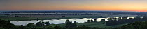 Panoramic view of the Elbe River at sunrise, Elbe Biosphere Reserve, Lower Saxony, Germany, July 2008
