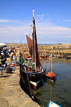 Various sailing craft in Portsoy harbour, Moray Firth, for the annual boat festival. July 2009.