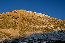 Prutas peak at sunset, showing geological folds, Durmitor NP, Montenegro, October 2008