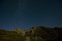 Prutas peak, showing geological folds, at night, Durmitor NP, Montenegro, October 2008