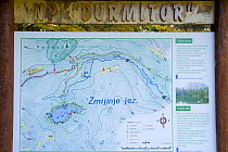 Map and information sign about Zmijinje Lake and the surrounding area, Durmitor NP, Montenegro, October 2008