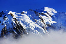 Mountain landscape with Mont Blanc (4,810m) and Aiguille du Midi (3,842m) clouds rising, Haute Savoie, France, Europe, September 2008