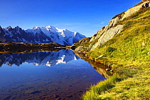 Lacs des Cheserys with Mont Blanc (4,810m) Haute Savoie, France, Europe, September 2008