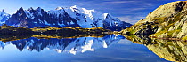 Lacs des Cheserys with Aiguilles de Chamonix, Mont Blanc (4,810m) Haute Savoie, France, Europe, September 2008