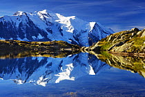 Lacs des Cheserys with Mont Blanc (4,810m) Haute Savoie, France, Europe, September 2008