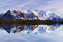 Lacs des Cheserys with Aiguilles de Chamonix, Mont Blanc (4,810m) Haute Savoie, France, Europe, September 2008
