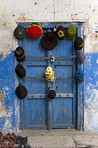 Artisanal hats for sale, Stone Town, Zanzibar. August 2008.