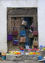 Artisanal bags for sale, Stone Town, Zanzibar, Tanzania. August 2008.