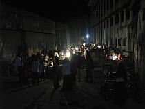 Food stalls at night, next to the house of wonders, Stone Town, Zanzibar, Tanzania. August 2008.