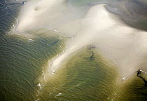Aerial view of Hallig coastal landscape, Germany, April 2009