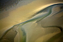 Aerial view of sand, Hallig landscape, Germany, April 2009