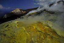 Sulphurous fumaroles (solfatara) Vulcano Island, Italy, May 2009