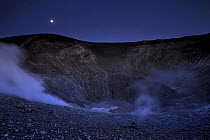 Sulphurous fumaroles (solfatara) at night, Vulcano Island, Aeolians, Italy, May 2009