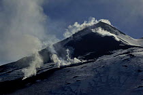 Fumaroles on the South East crater of Mount Etna Volcano, Sicily, Italy, May 2009