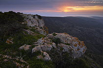 View from Moutti tis Sotiras mountain at sunset, Akamas Peninsula, Cyprus, April 2009