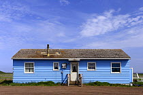Blue wooden house, St Paul, Saint Paul Island, Pribilof Islands, Alaska, USA