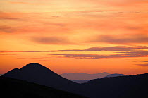 Sunset over Pyreneean mountain ridges along France / Spain border.