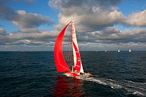 "Veolia Environment" (Roland Jourdain and Jean-Luc Nelias) at the start of the Transat Jacques Vabre race, departing Le Havre, France. 8th November 2009.