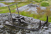Wooden sledges, Rdlga island, Stockholm Archipelago, Sweden, June 2009