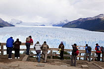 Tourists observe the Perito Moreno Glacier from a vantage point, Los Glaciares National Park, Argentina February 2009