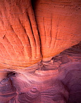 Striated sandstone patterns in petrified sand dunes caused by erosion, Vermilion Cliffs National Monument, Colorado Plateau, Arizona, USA