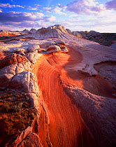 Eroded striated sandstone (petrified sand dunes) Vermilion Cliffs National Monumant, Colorado Plateau, Arizona, USA