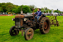 Vintage Fordson tractor being driven at North Somerset show, Wraxall, Nr Bristol, UK. May 2009