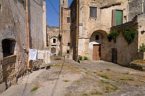 Street with washing hung up, Matera, Basilicata, Southern Italy, June 2009