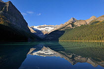 Mount Victoria with reflection in Lake Louise, Banff National Park, Rocky Mountains, Alberta, Canada, September 2009