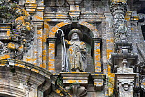 The "pilgrim" on the cathedral of Santiago de Compostela, Galicia, Spain. July 2008.