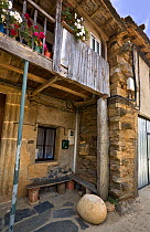 Typical house made of wood and stone, Sierra de la Culebra, Castilla y Leon, Spain. July 2008.