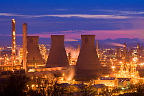Grangemouth oil refinery at sunset, Grangemouth, Central Scotland, UK, May 2008