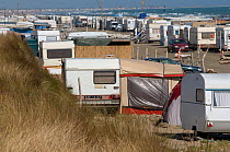 Large caravan site on the beach, Camargue, France