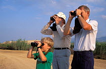 Three generations of Birdwatchers at Al Ansab Lagoons, Muscat, Oman, December 1996